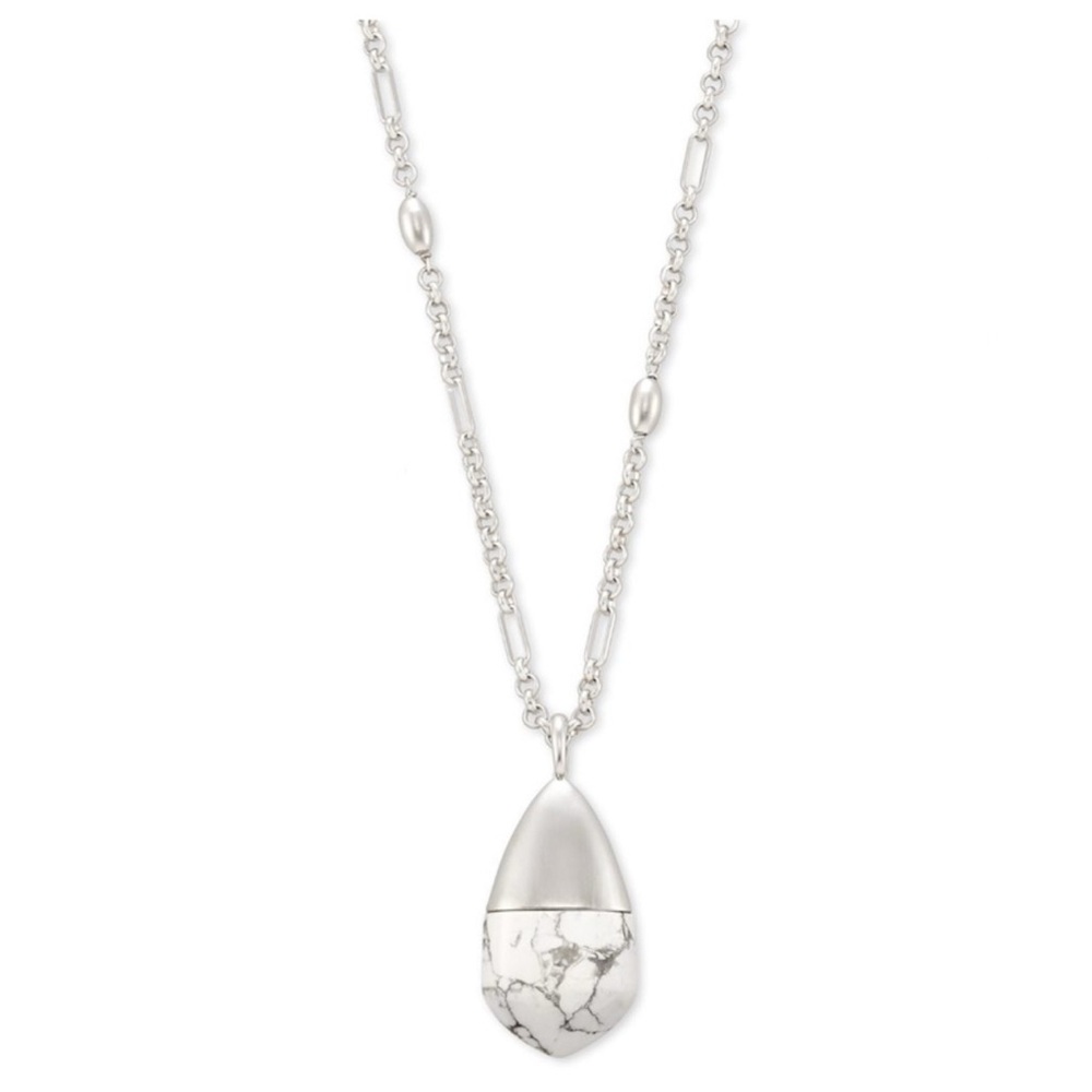 KENDRA SCOTT Frieda Silver Tone Howlite Long pendant necklace adjustable